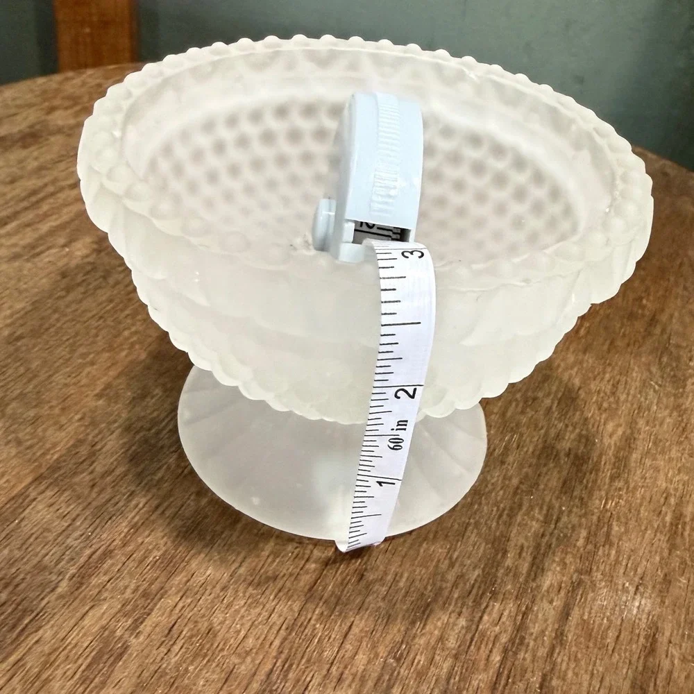 Vintage Fairy Light Lamp Clear Satin Frosted Glass Thousand Eye Hobnail Base